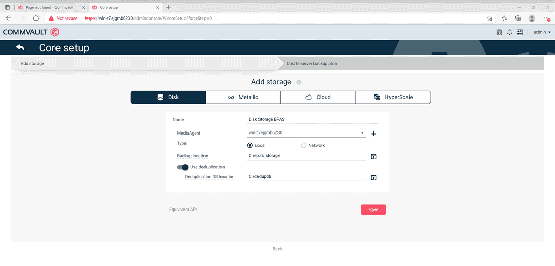 Set up Storage Pool/Disk Storage